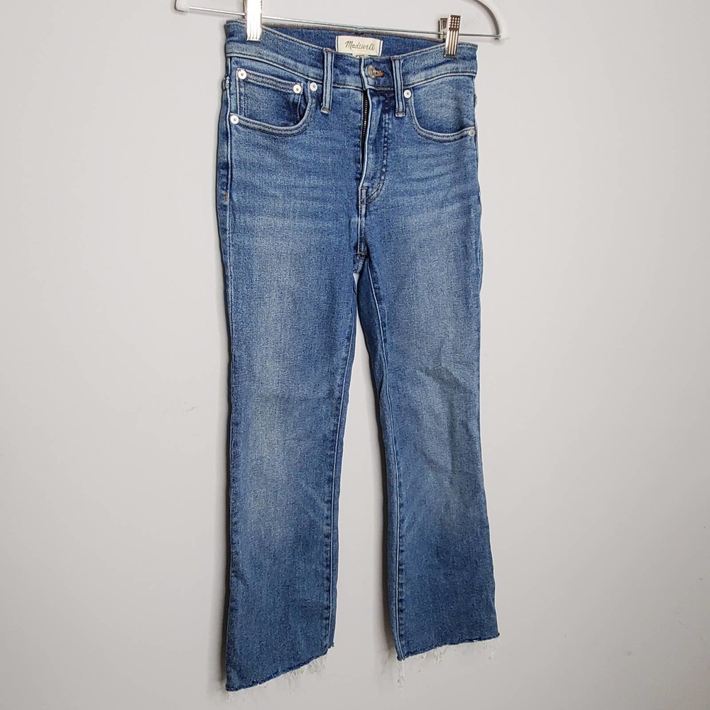 MADEWELL Cali Demi Boot Denim Raw Hem Medium Wash Jeans Sz 24 - Picture 3 of 8